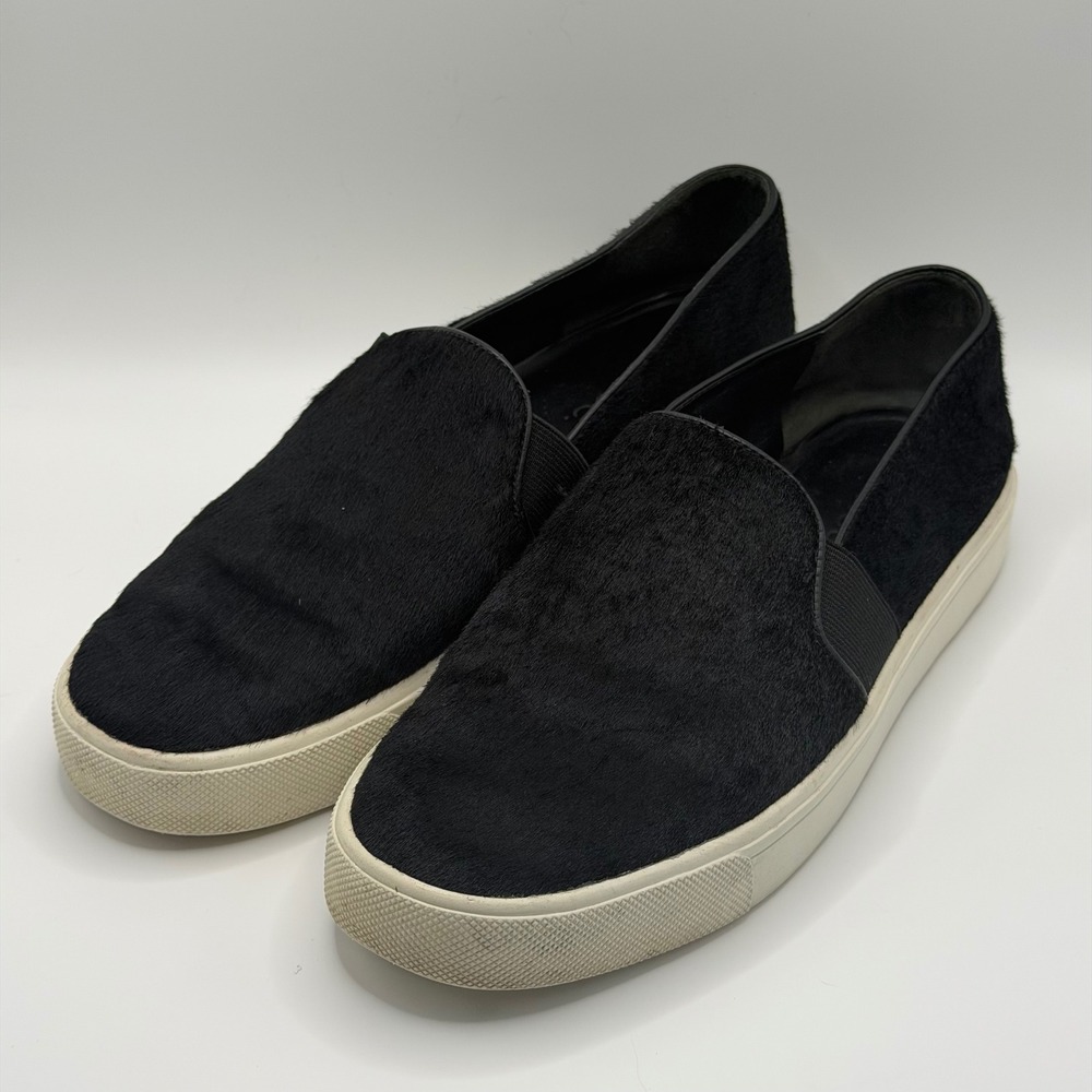 Vince Blair Black Calf Hair Slip On Sneakers Low Top Platform Shoes Men 7.5